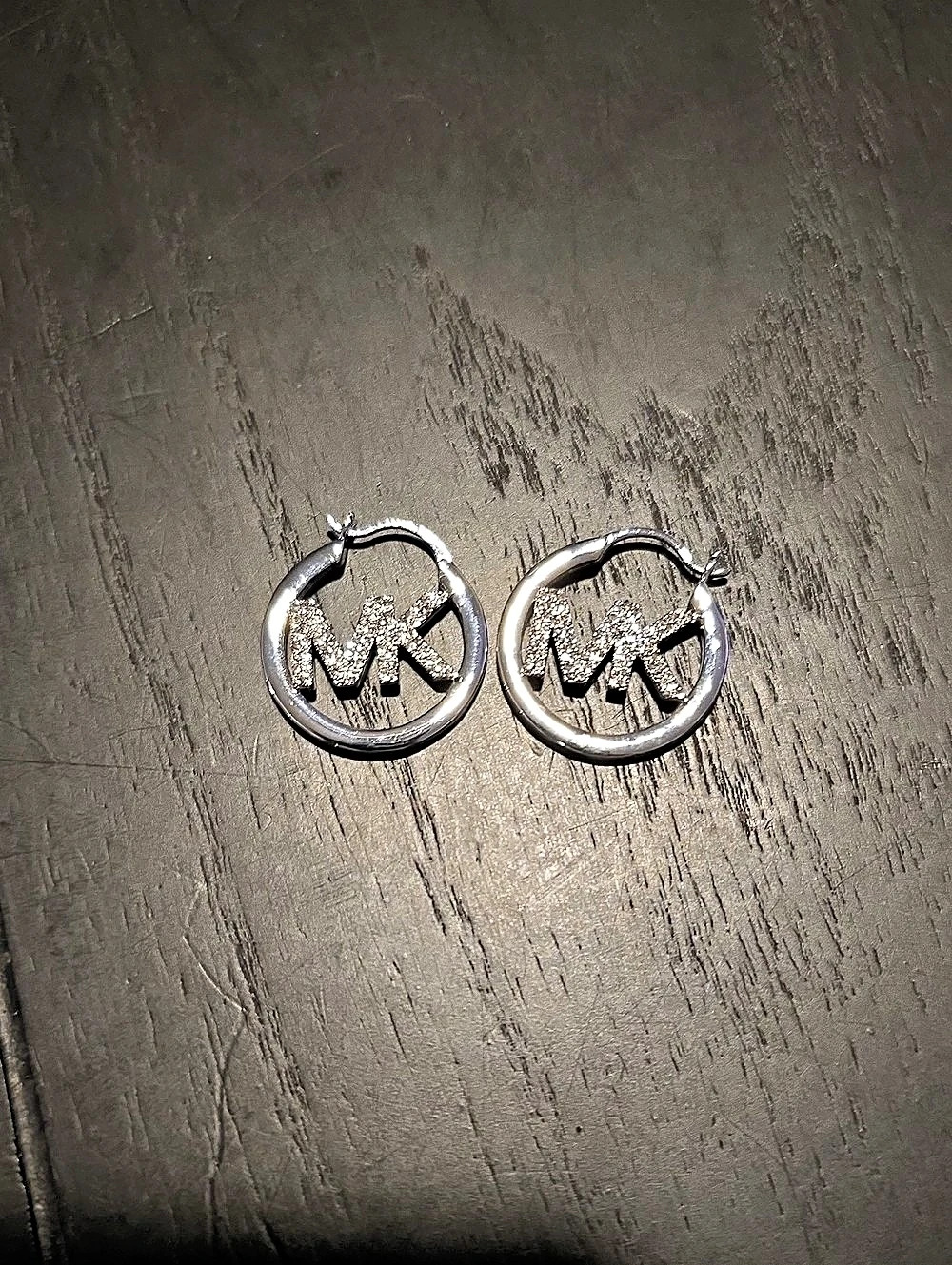 Michael Kors Pavé Logo Hoop Earrings Silver